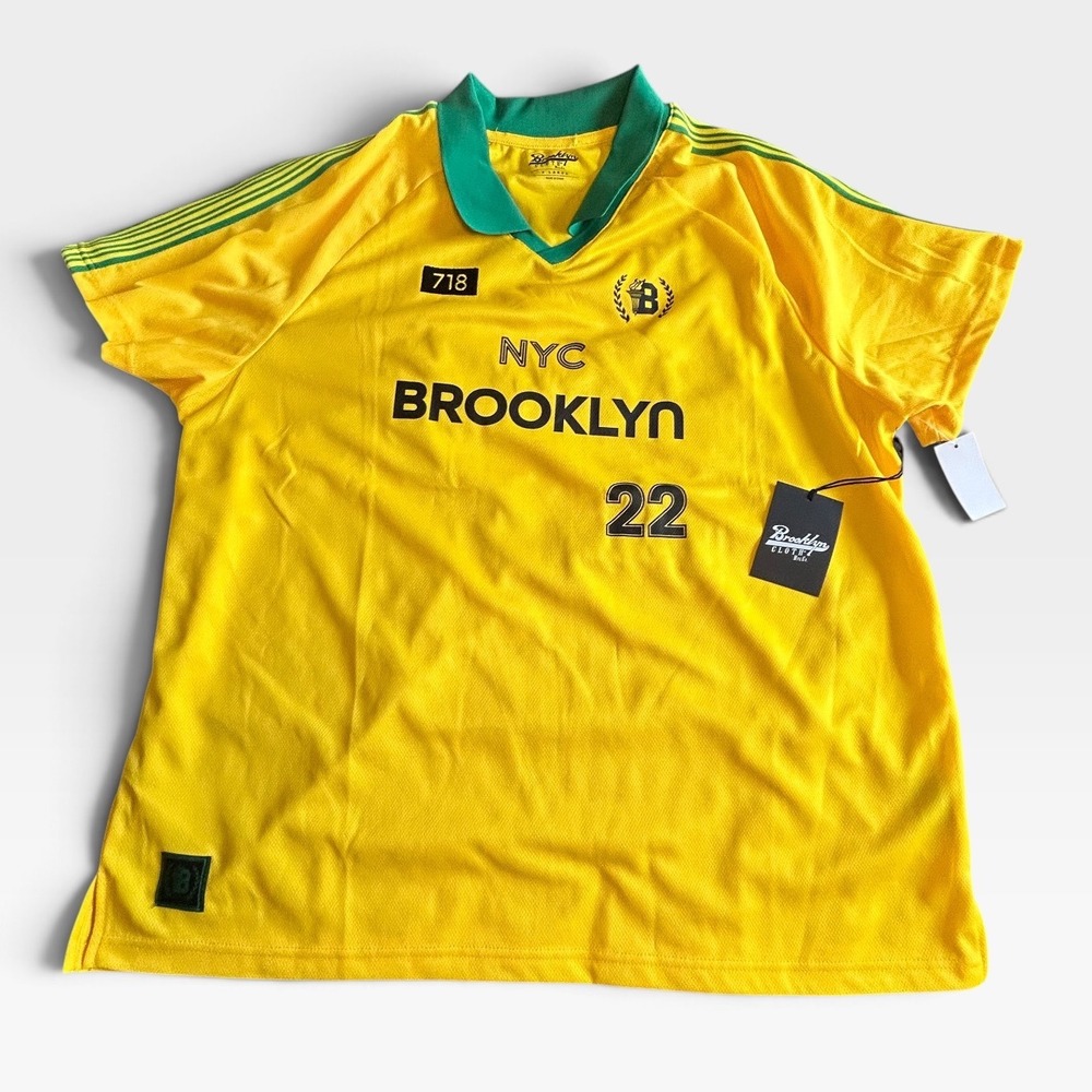 Brooklyn Cloth NYC 22 Soccer Jersey Yellow Green Mens XL NWT